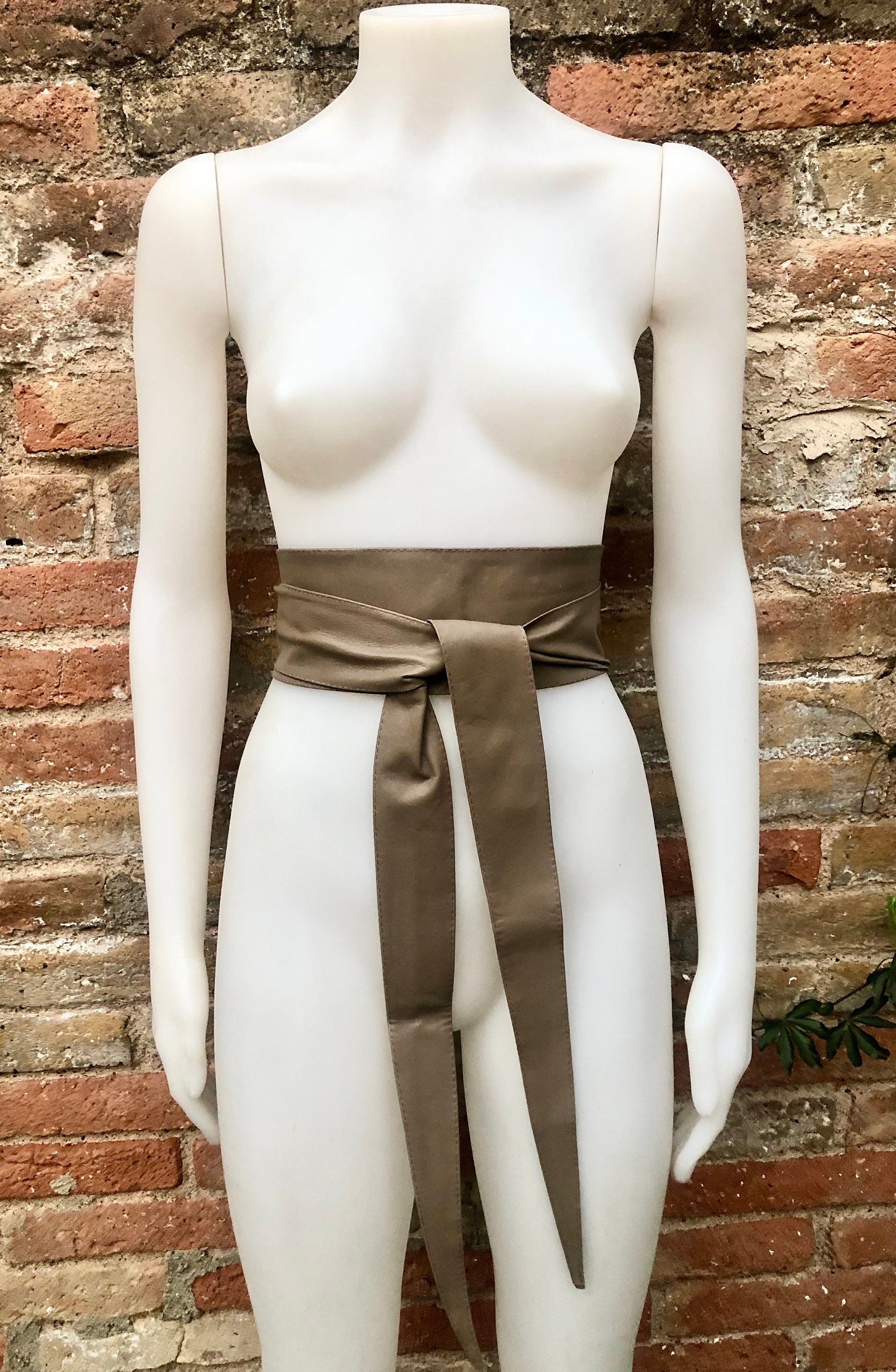 LIGHT BROWN Obi Belt. Wrap Belt in Soft Genuine Leather  display picture 2