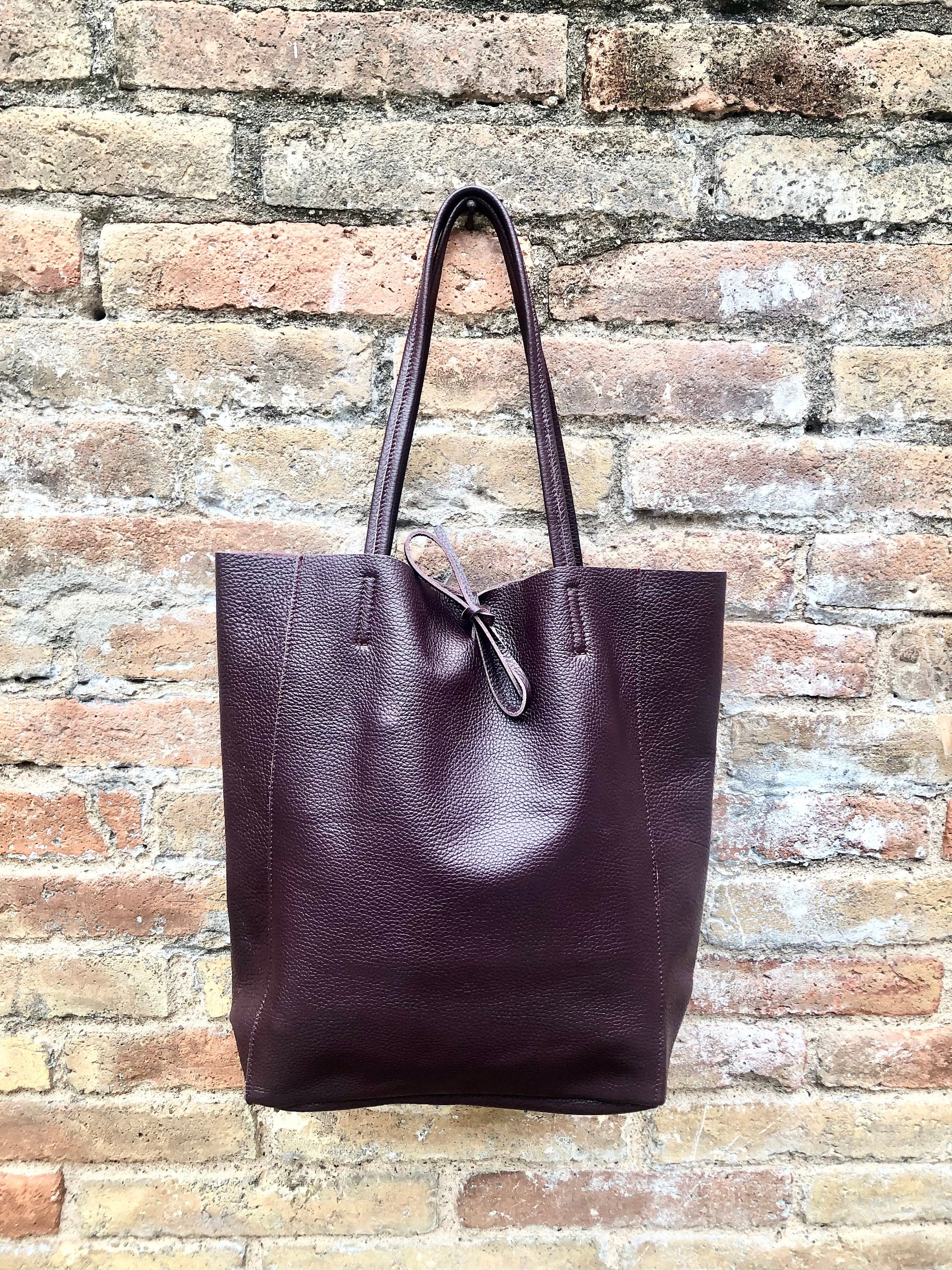 Leather Tote Bag | Burgundy