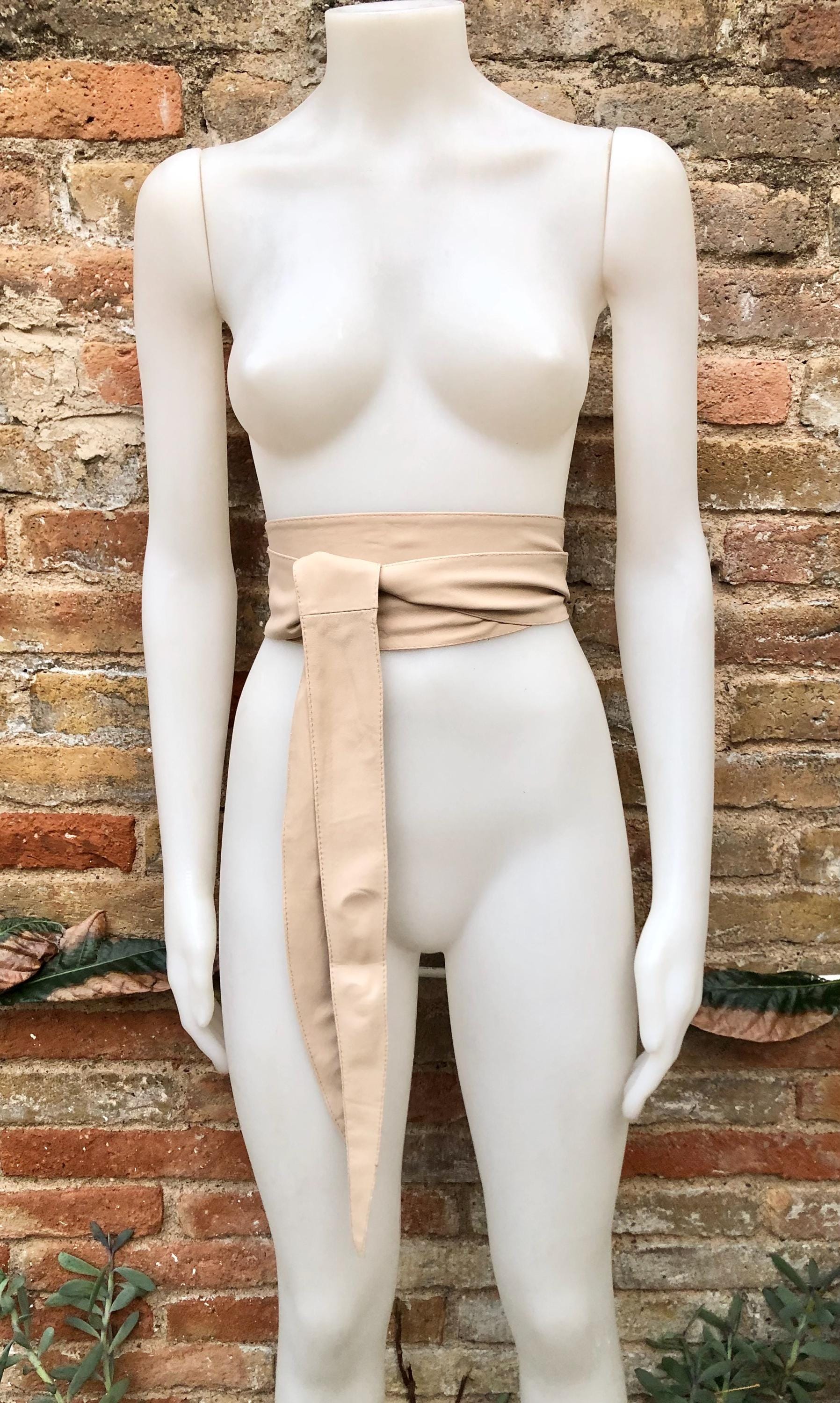 Light Beige Obi Belt. Wrap Belt in Soft Genuine Leather  display picture 1