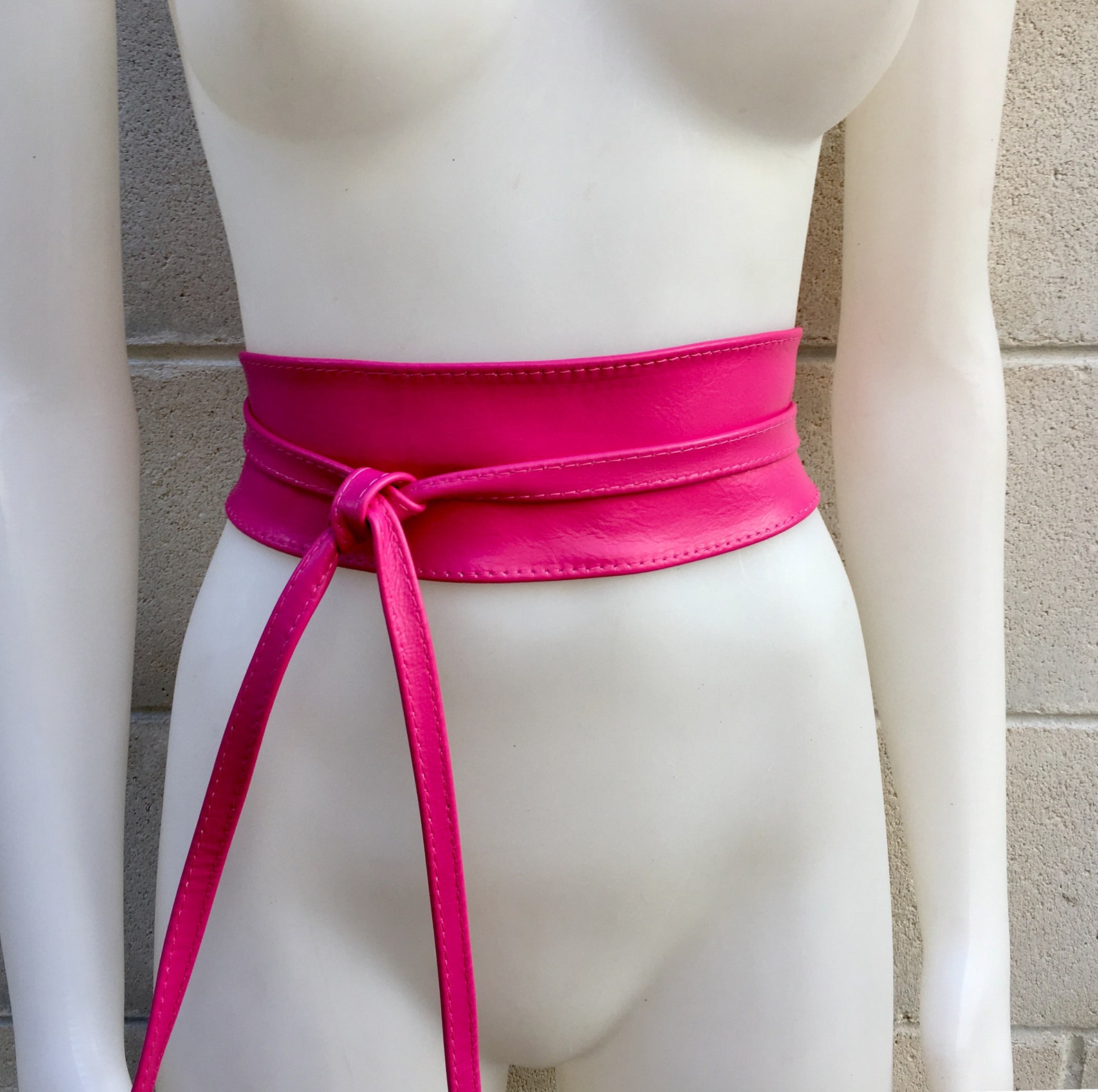 Obi Belt in Soft Leather. Wrap Belt in HOT PINK. Waist Belt in Etsy