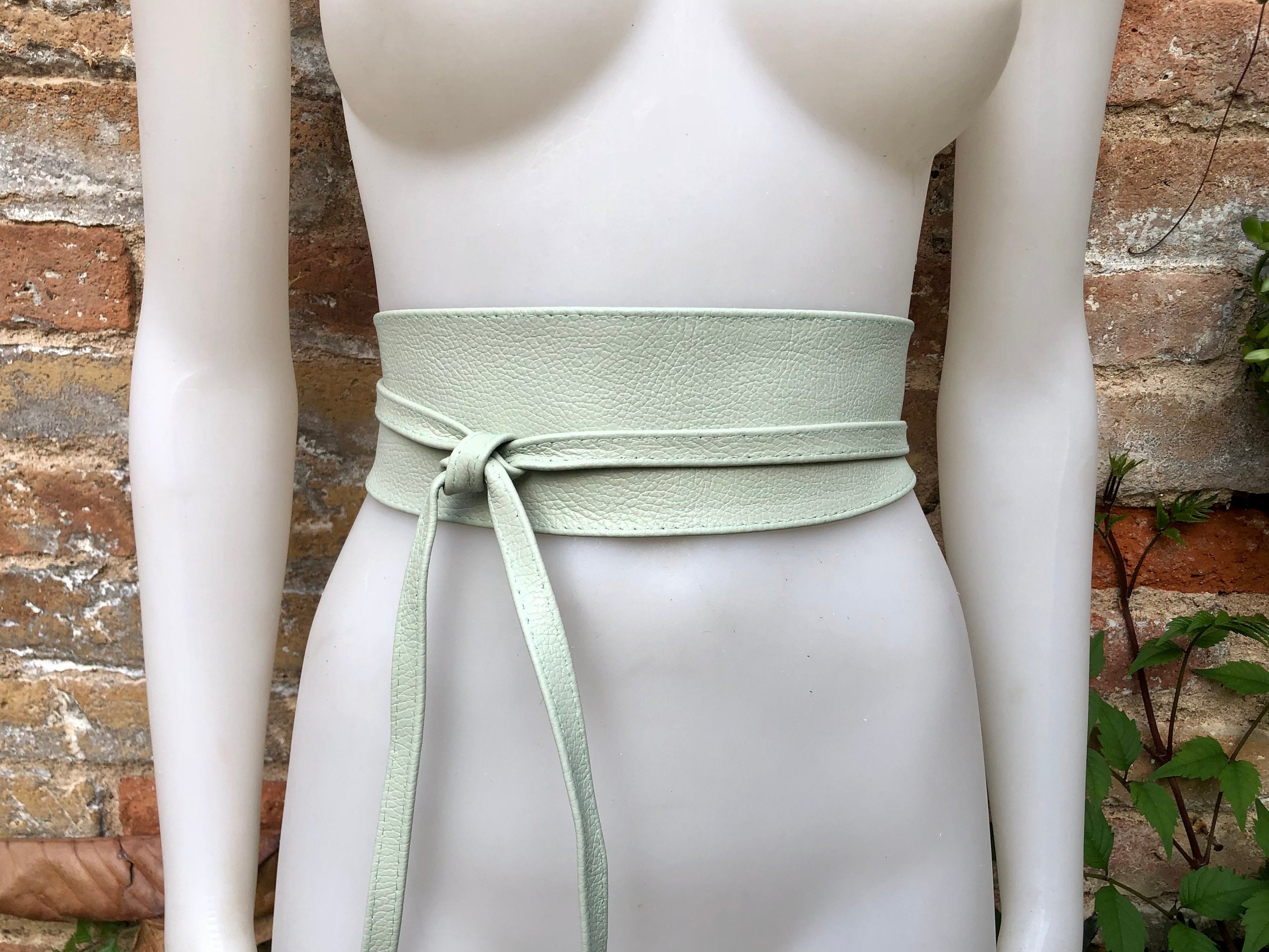 Mint Green Leather Belt. Light Green Waist Belt. Genuine  display picture 1