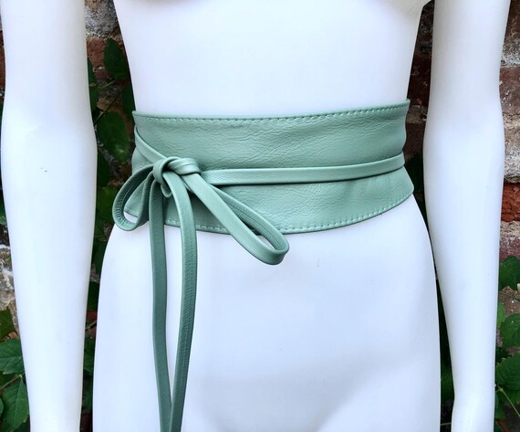 SAGE Green Wrap Belt in Soft Leather. LONGER Option. Waist  display picture 3