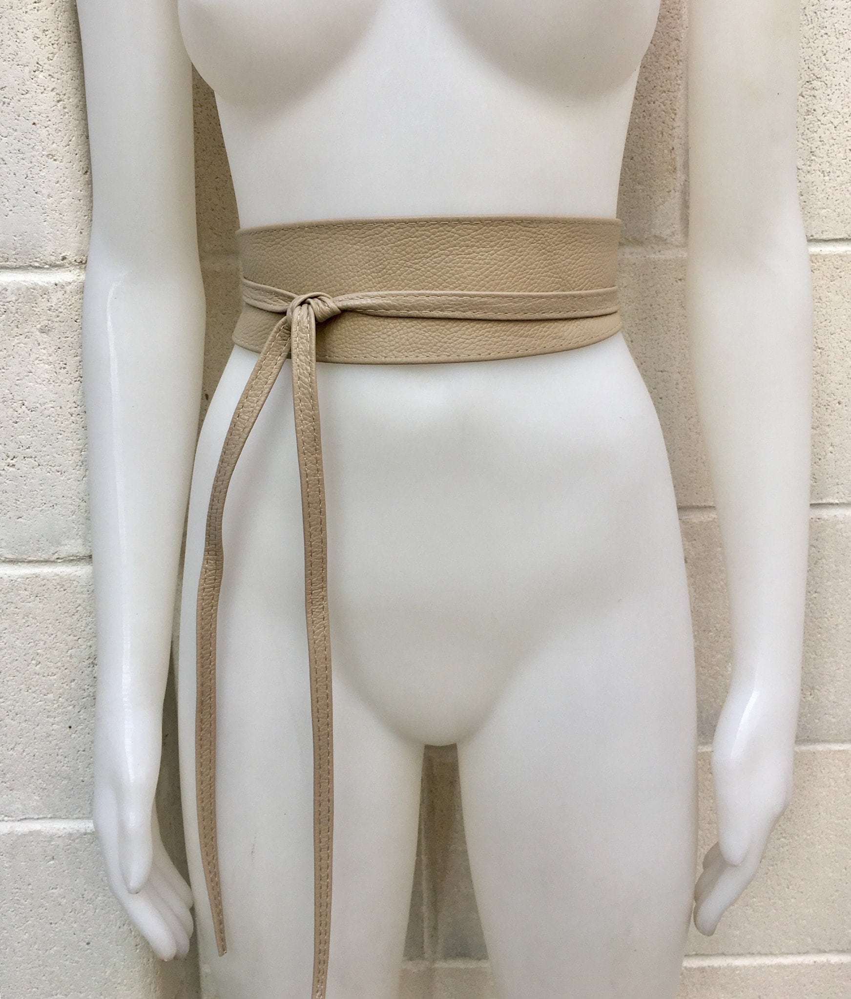 Obi Belt in Soft Leather. Wrap Belt in BEIGE. Wide Waist Belt Etsy