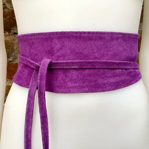 Suede mauve wrap belt Purple -pink Suede OBI Belt, SASH in Genuine Soft Suede  main image 4