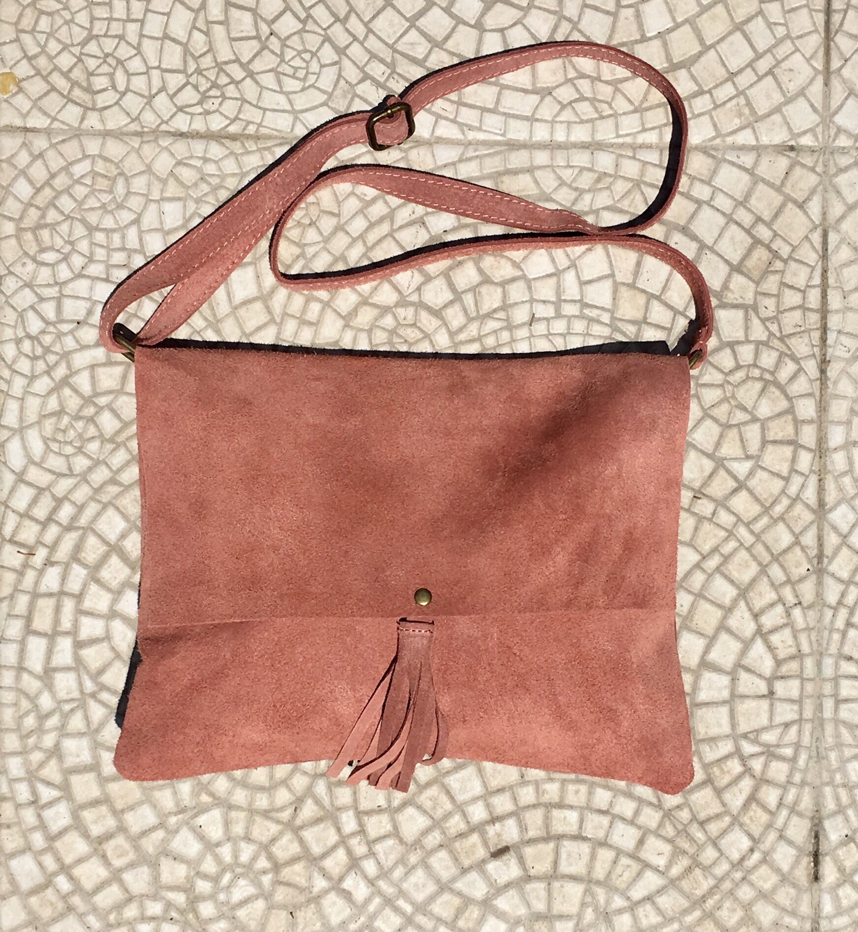 pink suede backpack