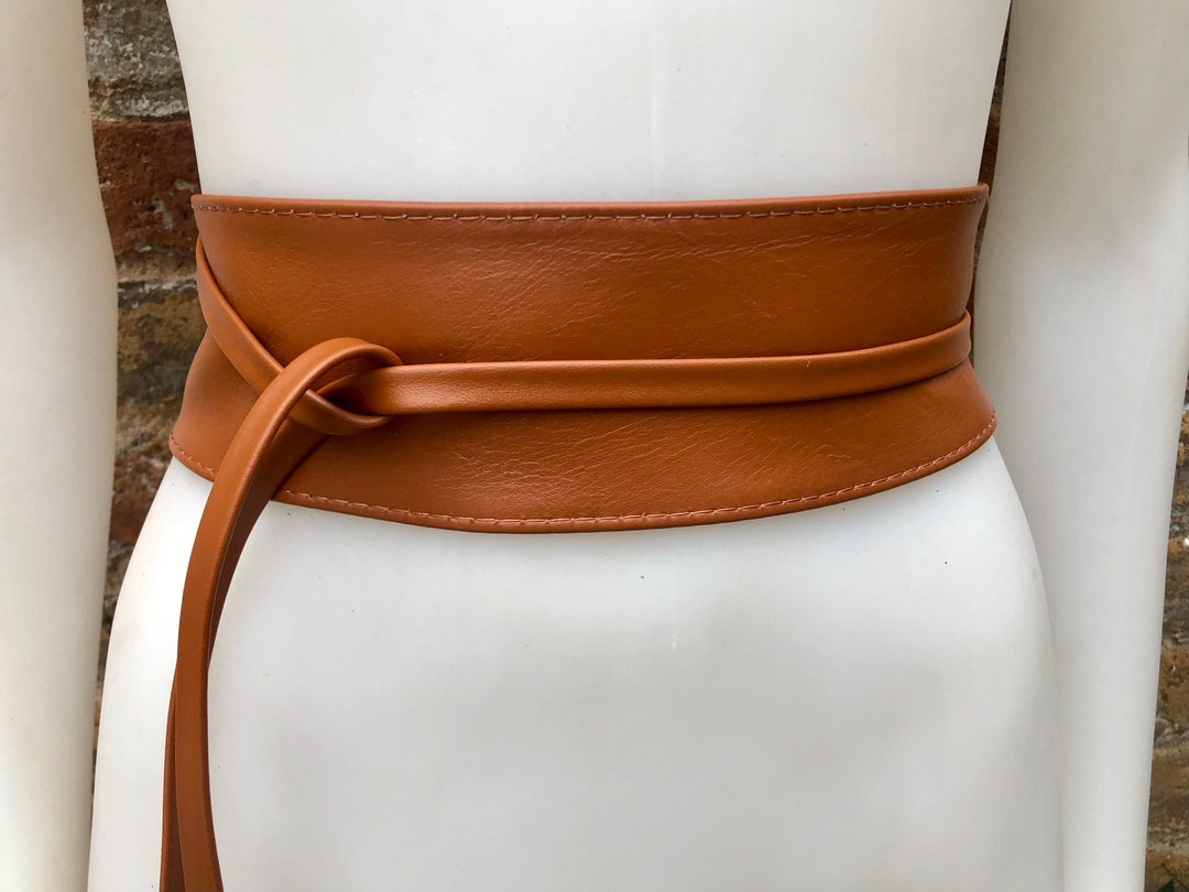 Obi Belt in Soft Leather. Wrap Belt in CAMEL BROWN. Waist Belt in