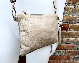 Small Leather Bag in BEIGE .cross Body, Shoulder Bag or