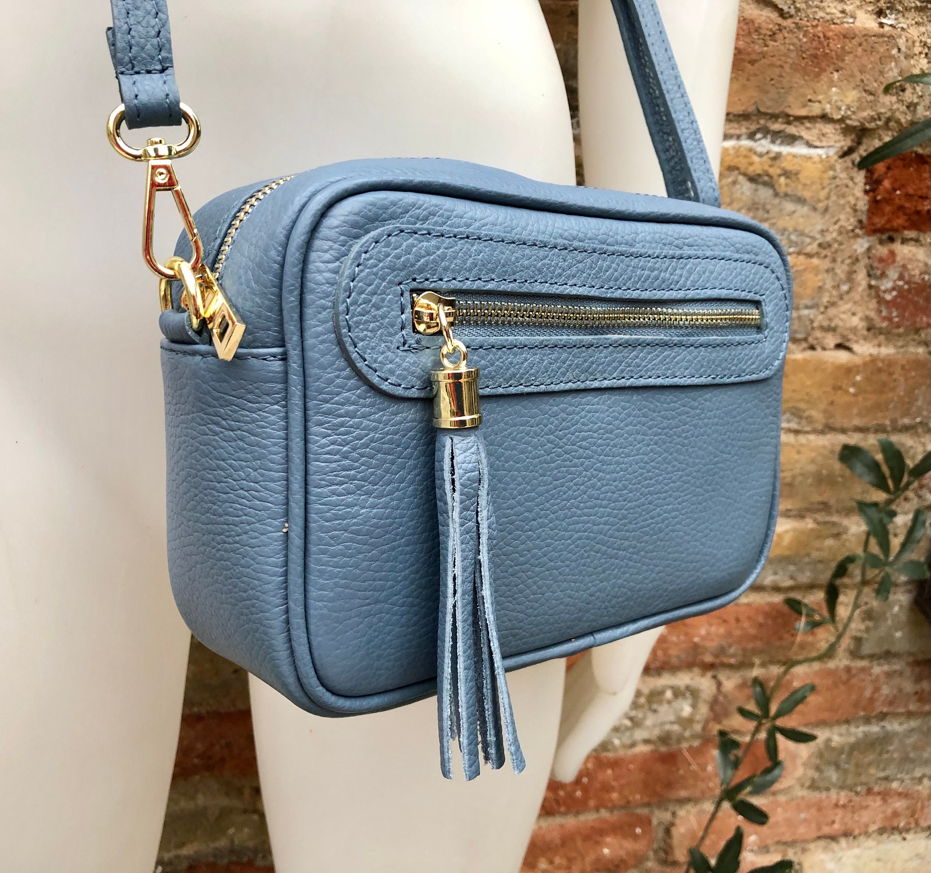 Small Leather Bag in CREAM BEIGE. Cross Body Bag, Shoulder
