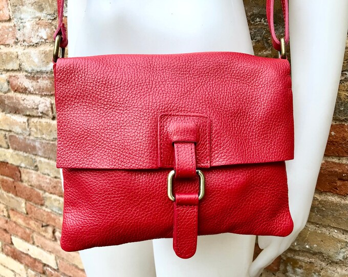 Red Cross Body Bag Small Leather Bag in Red Genuine Leather. Etsy