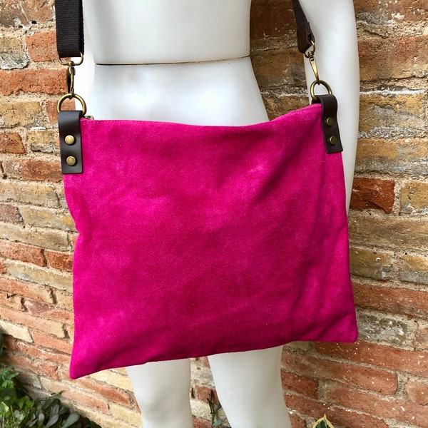 Fuchsia Pink Eze Leather Crossbody Bag