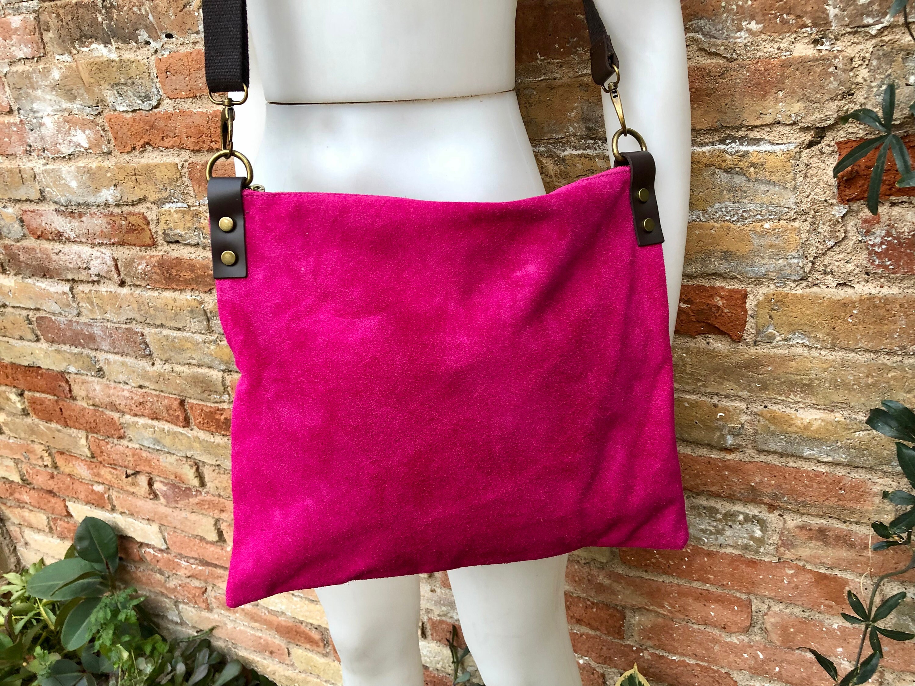 Cross Body Bag. Suede Leather Bag in 