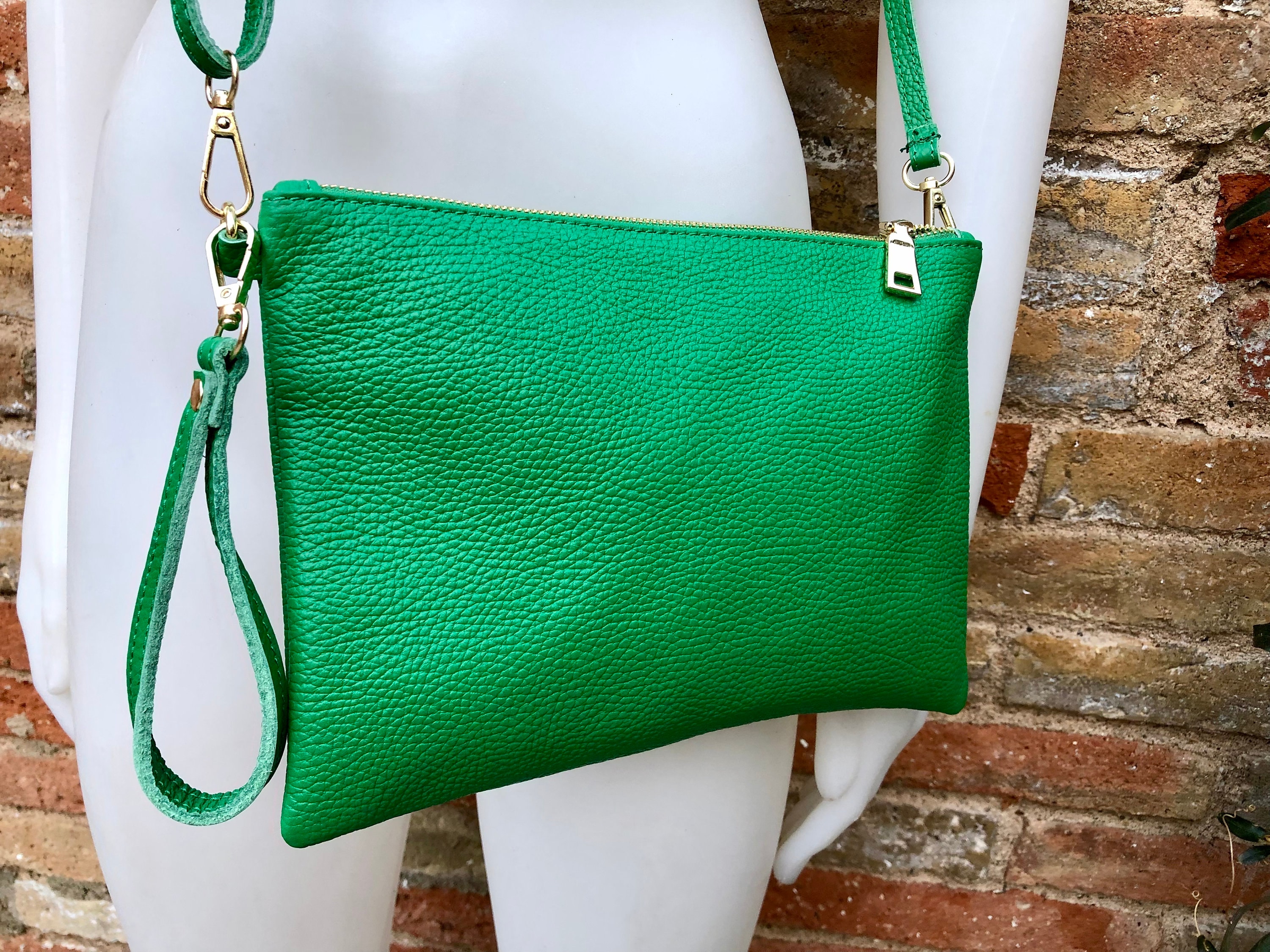 Small Leather Bag in GREEN .cross Body Bag Shoulder Bag or - Etsy