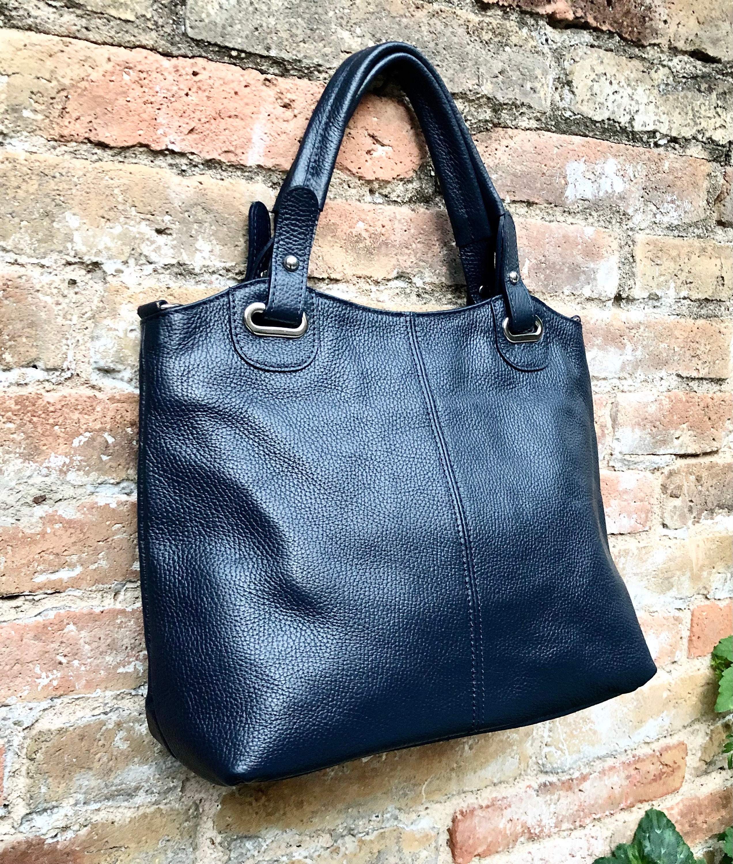 NAVY BLUE Genuine Leather Bag. Hand Shoulder Crossbody Bag