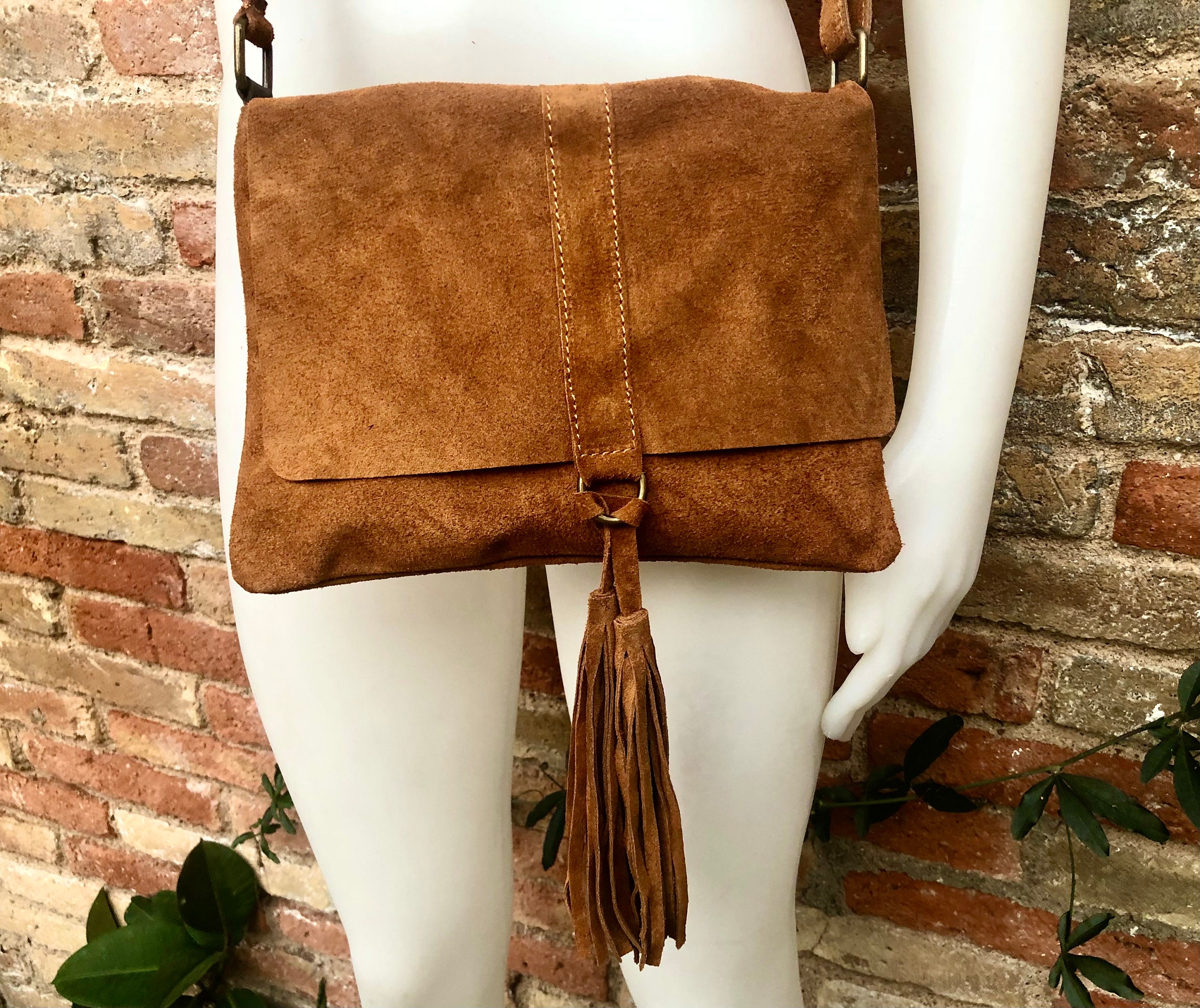 Leather Crossbody Strap - Replacement Purse Strap - Adjustable Size - Ochre  Brown Black and Colors