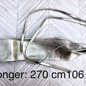 GOLD OBI Gürtel aus natürlichem weichem Leder. Taillengürtel, breiter Ledergürtel, Metallic, Wickelgürtel, Boho Schärpe, Boho Wickelgoldgürtel Longer:270 cm-106in