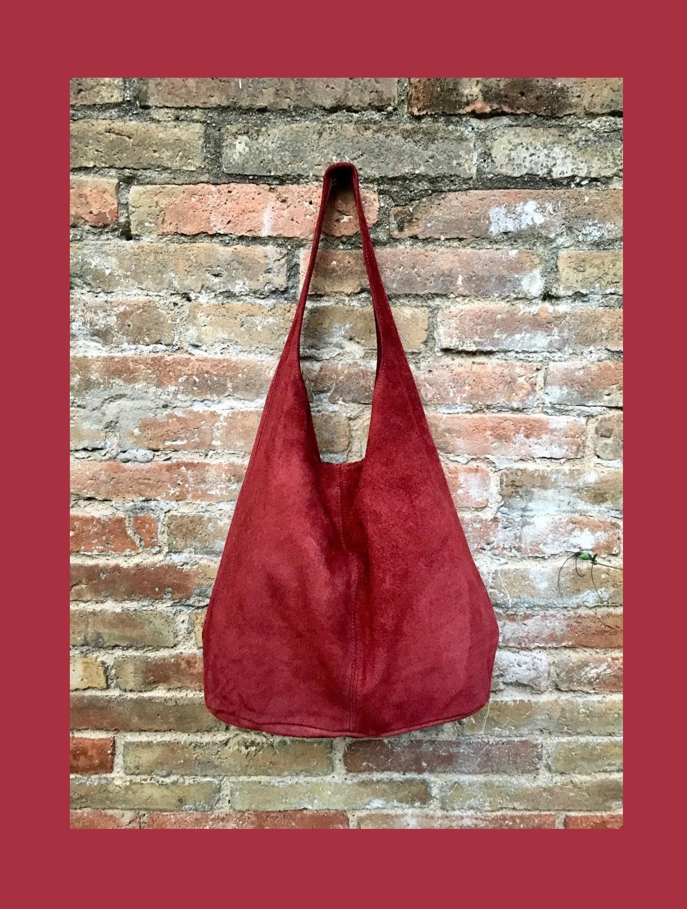 Burgundy Monogram Flower Hobo