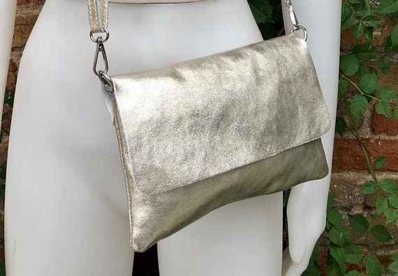 Small Leather Bag in GOLD. Cross Body Bag Shoulder Bag in -  Israel