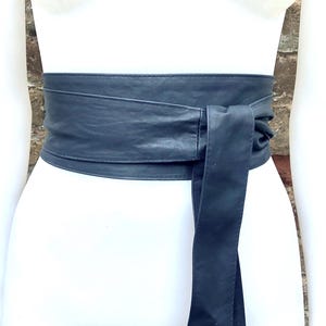 Genuine Leather Navy Blue Wrap Waist Belt Overlap Wide Minimalist Belt S Navy Blue Leather Wrap Belt - Etsy main image 2