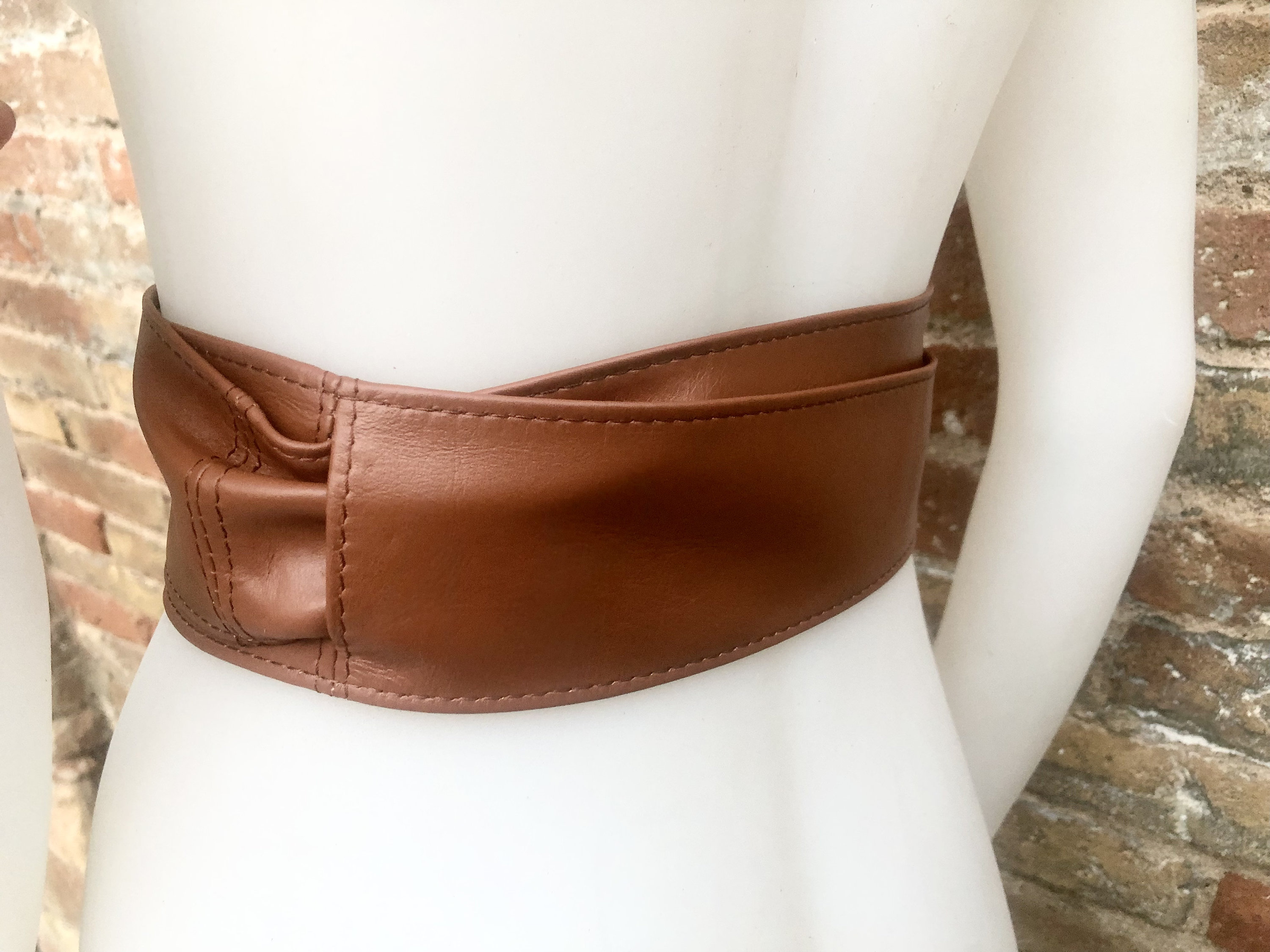 CAMEL BROWN Obi Belt. Wrap Belt in Soft Genuine Leather 