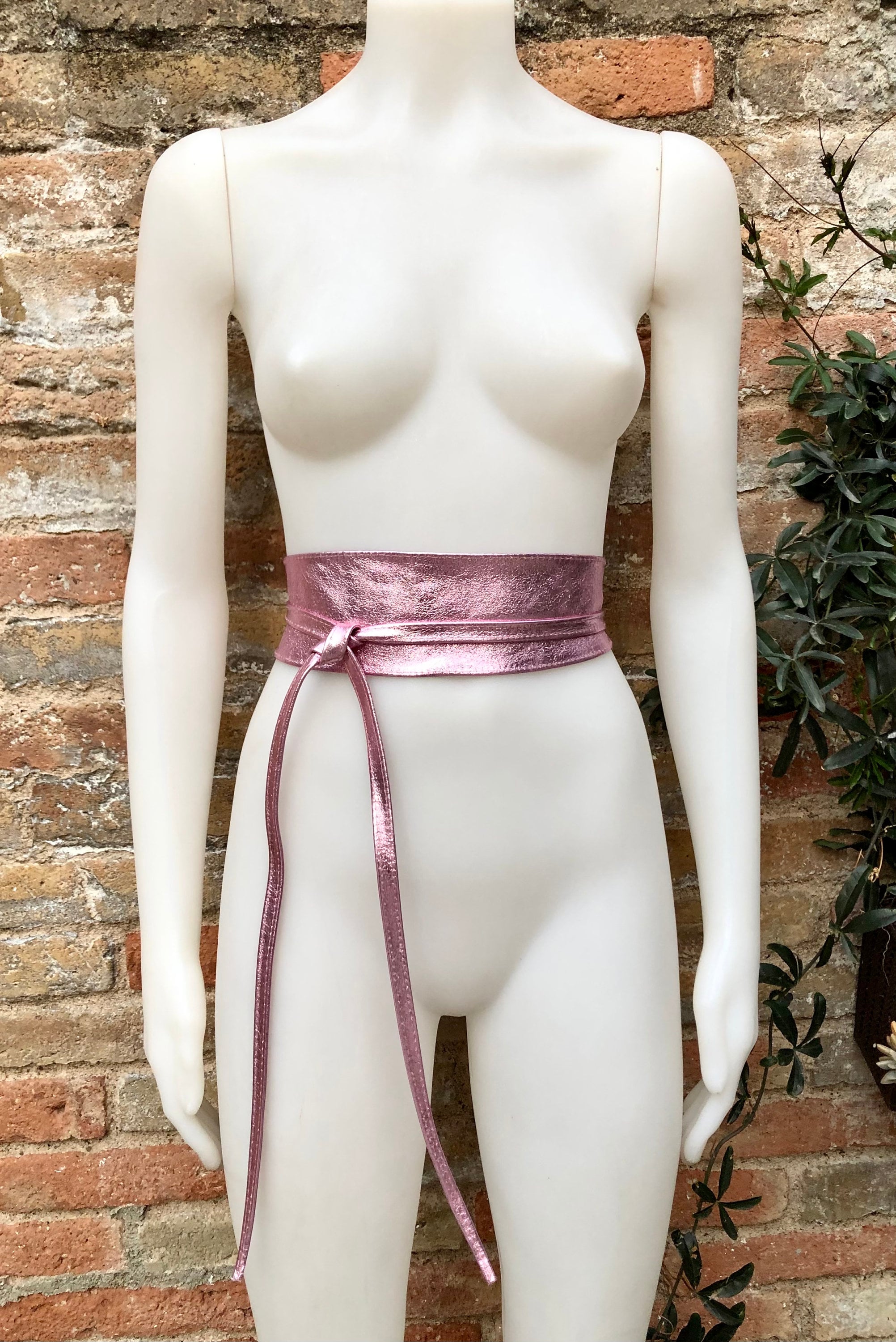 PINK OBI Belt in Natural Soft Leather. Waist Belt,wide 