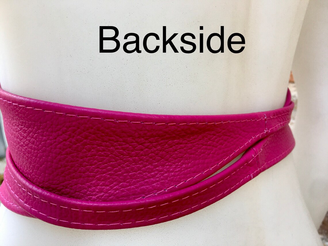 Obi Belt in Soft Leather. Wrap Belt in HOT PINK. Waist Belt in Etsy