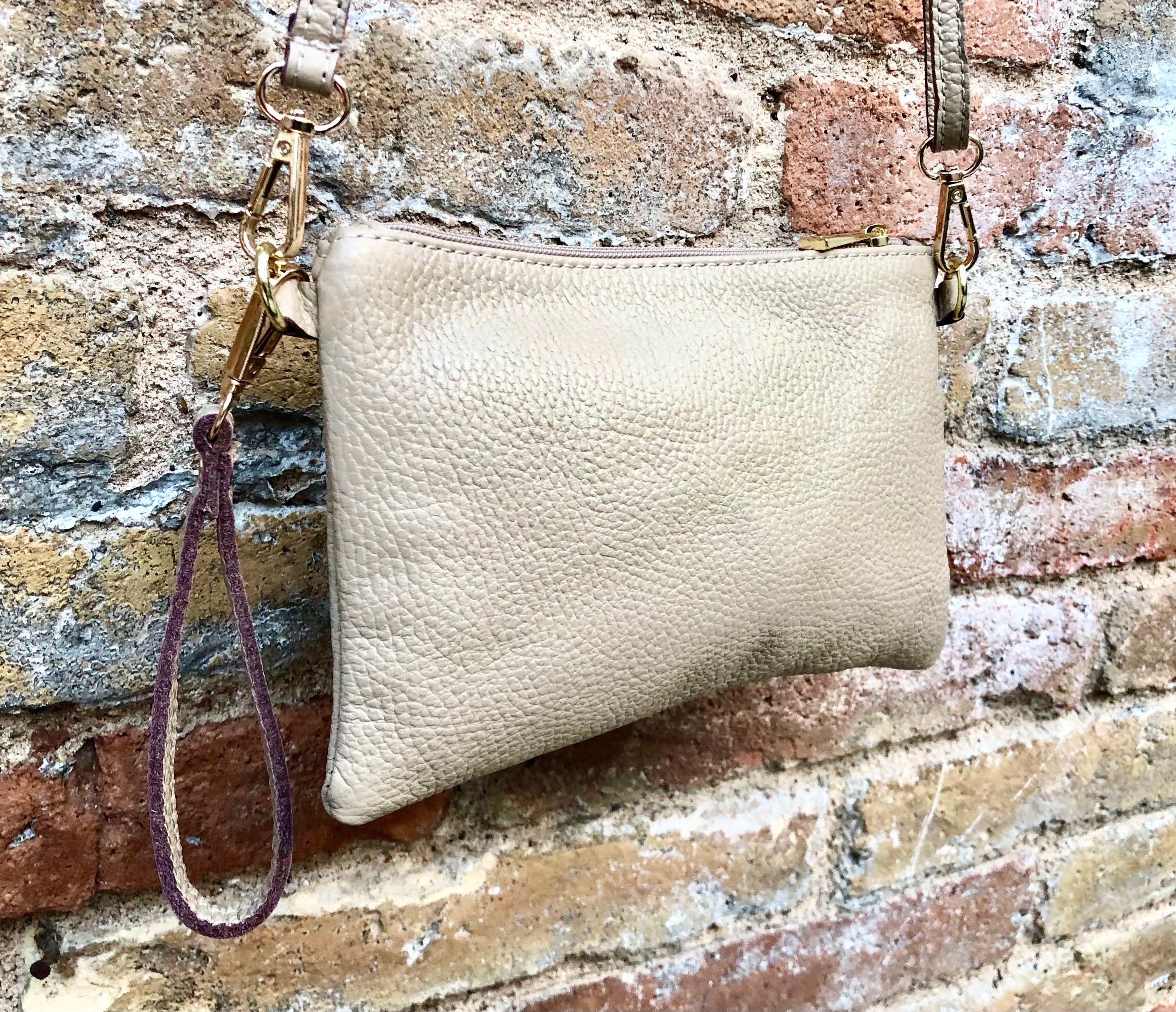 Small Leather Bag in BEIGE .cross Body, Shoulder Bag or