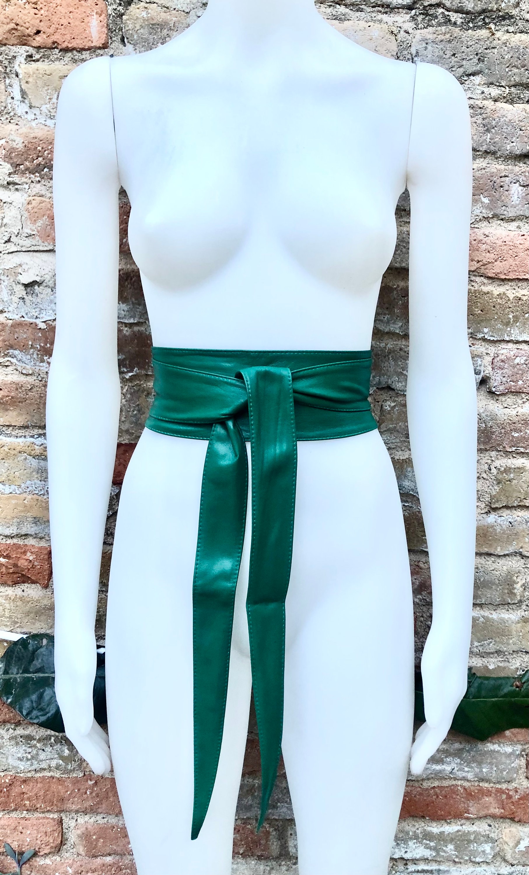 GREEN Obi Belt. Wrap Belt in Soft Genuine Leather  display picture 1