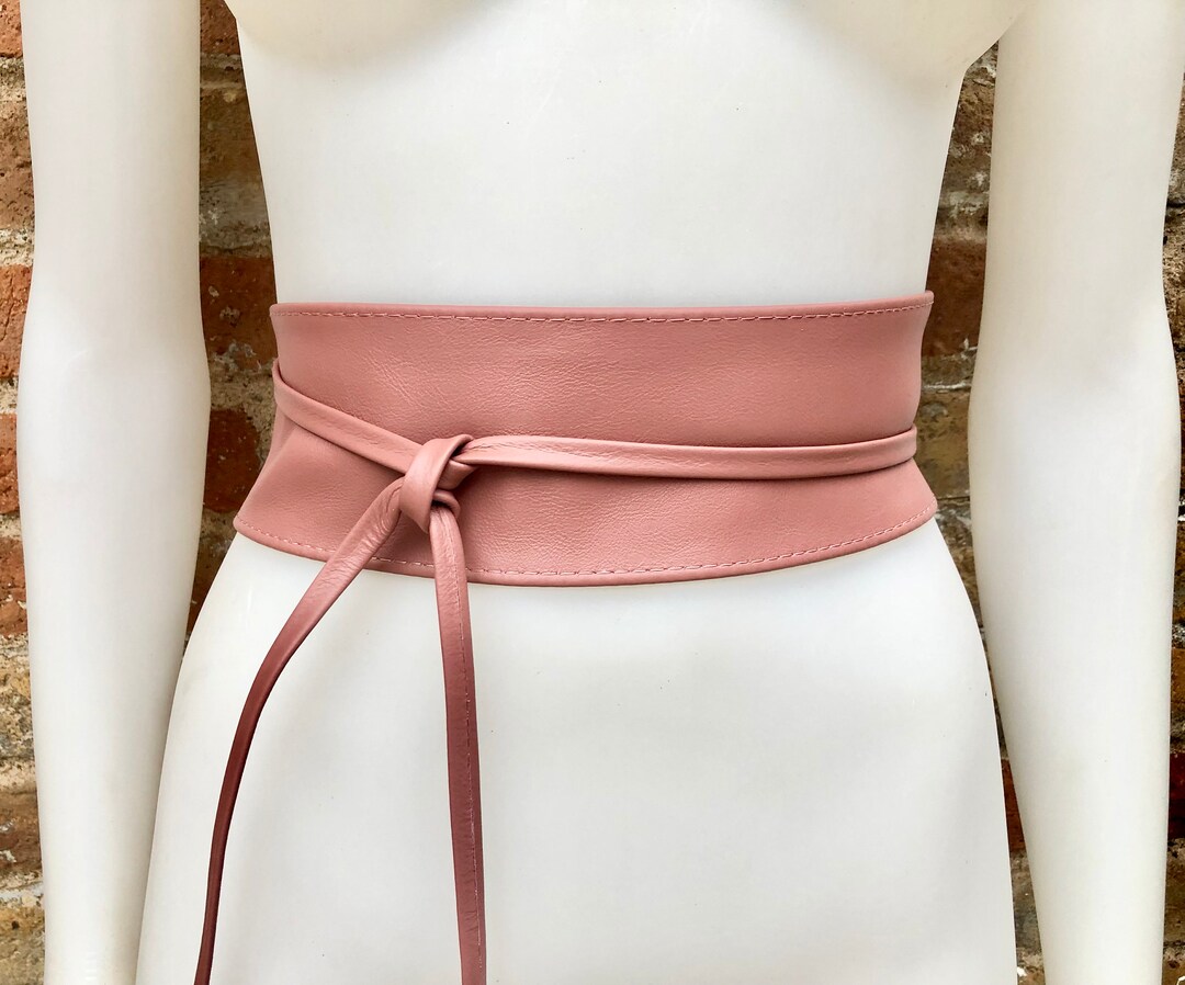Wraparound Belt in Soft Leather. Wrap Belt in PINK. Longer Option
