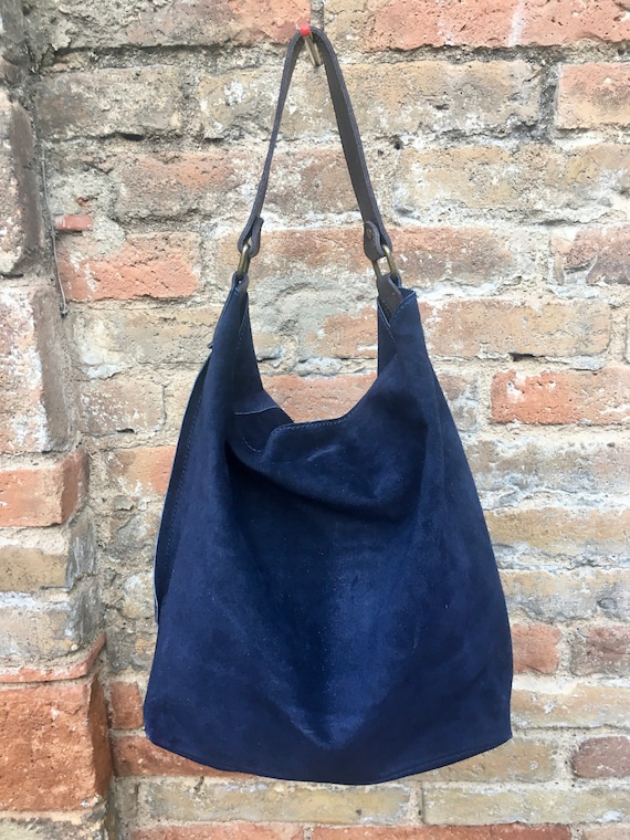 ★TOUT Y EST★ Shoulder Hobo Bag Galya NATURL SLATE BL KLABT Slouch Leather Bag in NAVY Blue. Hobo Shoulder Bag. Boho Bag