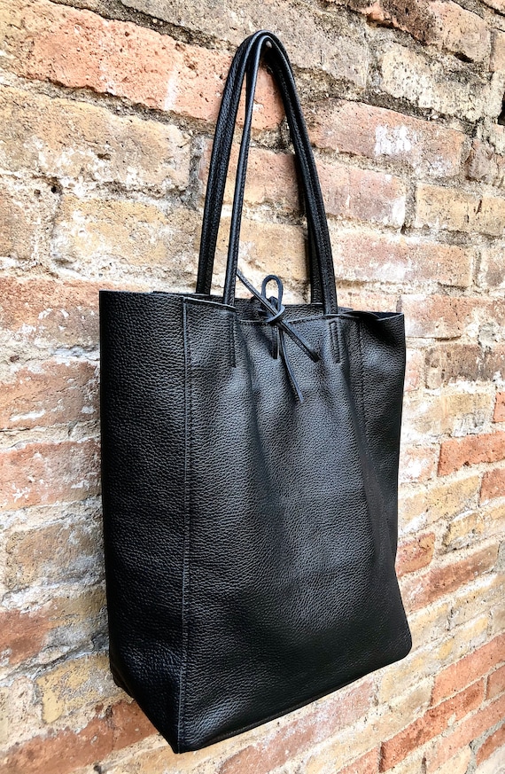 Bolso de NEGRO con cremallera. Bolso shopper piel - Etsy México