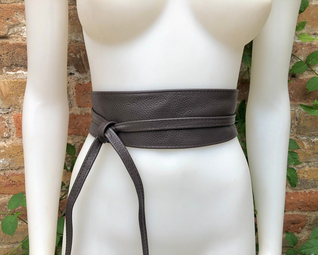 Obi Belt in Soft Leather. Wrap Belt in Dark BROWN. Waist Belt Etsy