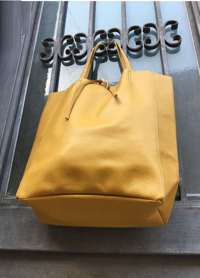 mustard yellow leather bag