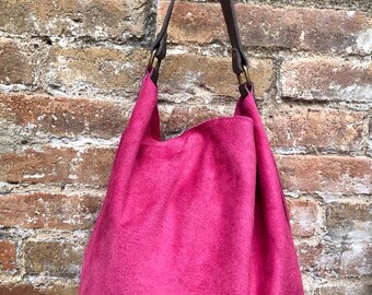 pink suede tote