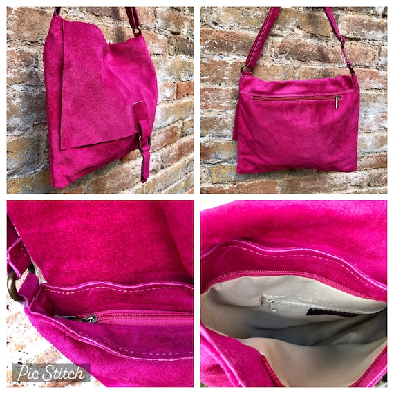 Hot Pink Leather Purse Strap 1 Crossbody Suede Lining – Feature