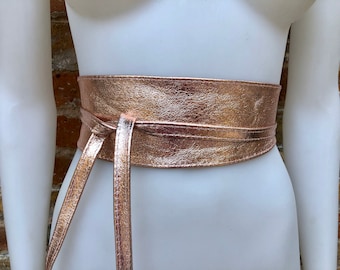 Golden PINK OBI Belt in Natural Soft Waist Belt,wide