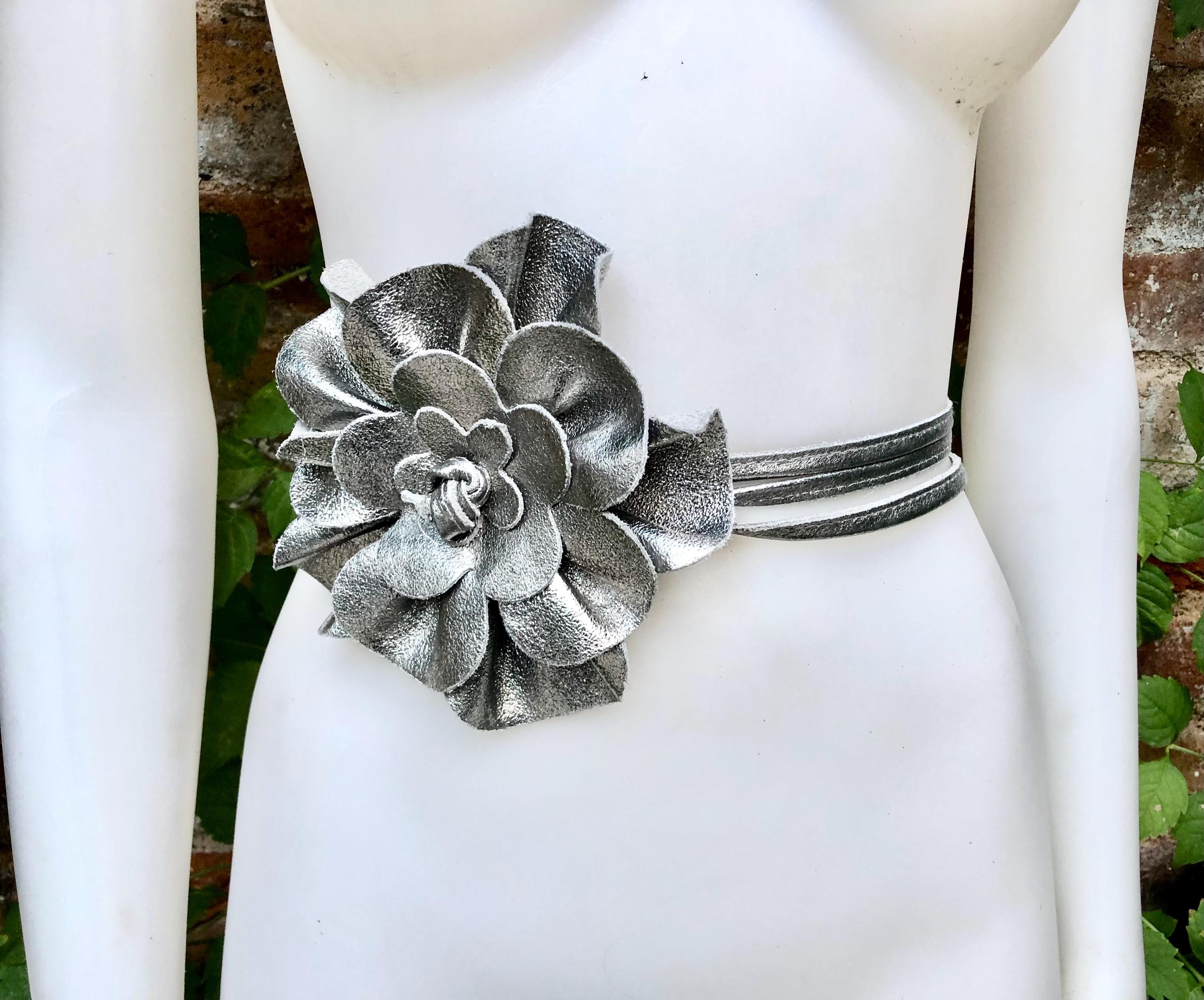 Vintage Beaded Floral Waist Belt in Black, Cream and silver Darlington Embellished Floral Bridal Belt with Beaded Drapes main image 3