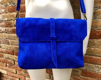blue suede purse