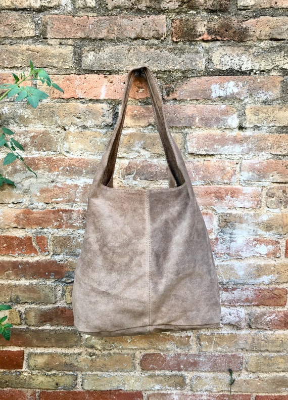 Leather Shopper in Taupe Large Handbag Leather Shoulder Bag 