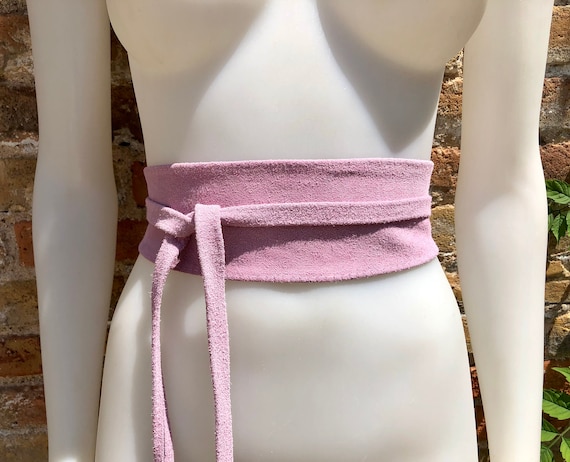 Purple -pink Suede OBI Belt, SASH in Genuine Soft Suede 