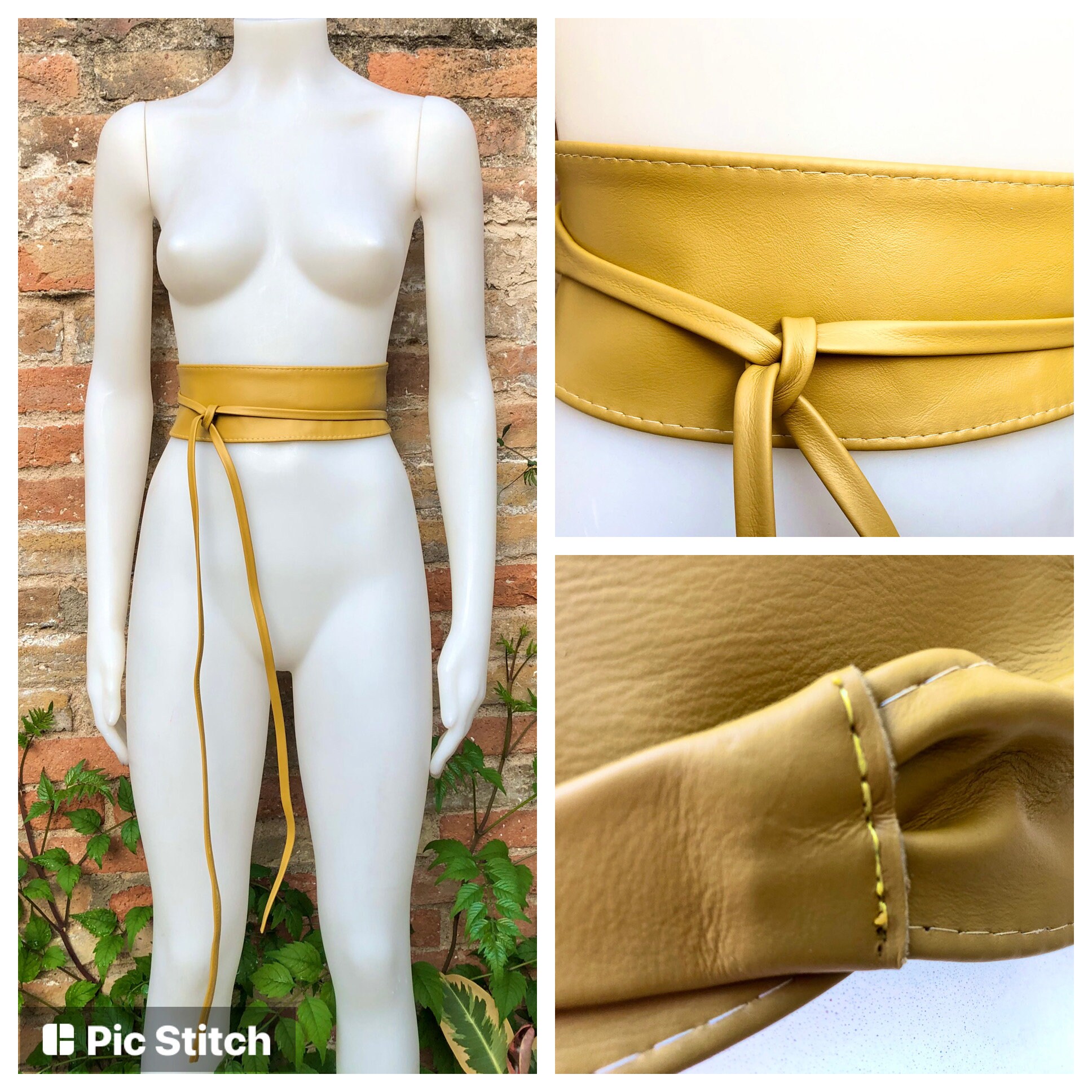 Chic Mustard Yellow Wrap Belt 100% soft yellow leather Buy Mustard Yellow Leather Belt Strap Without Buckle  main image 4
