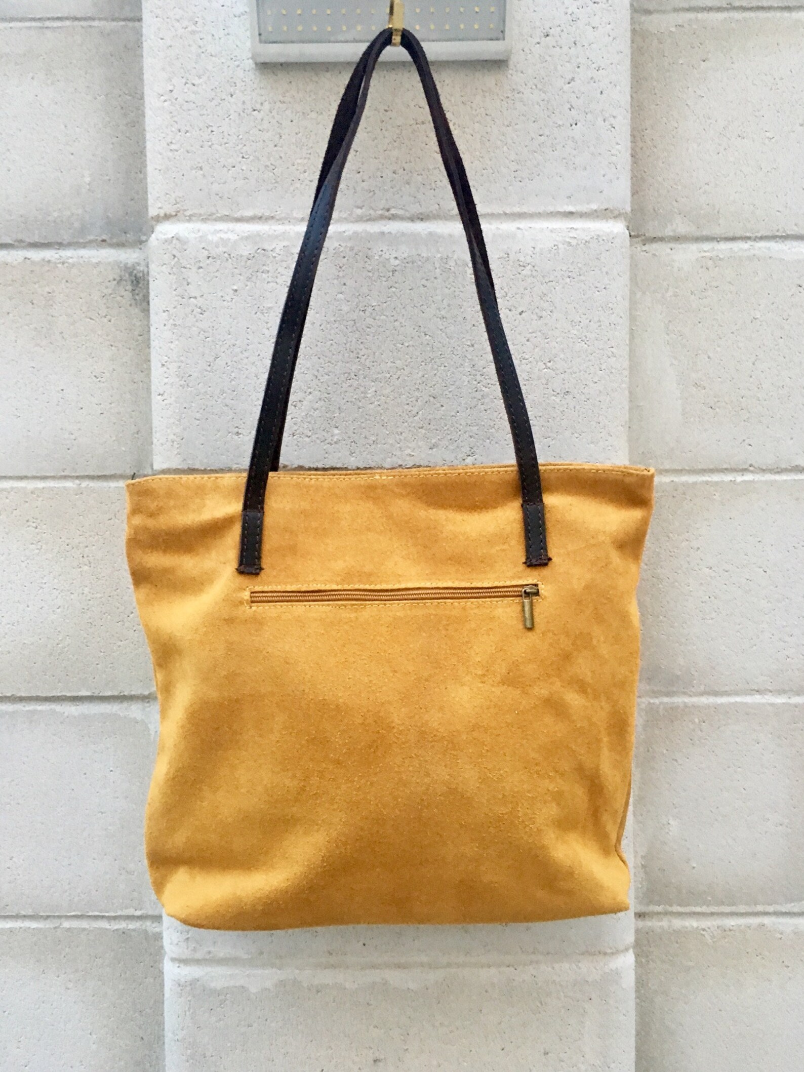 TOTE Leather Bag in MUSTARD Yellow. Genuine Soft Natural Etsy