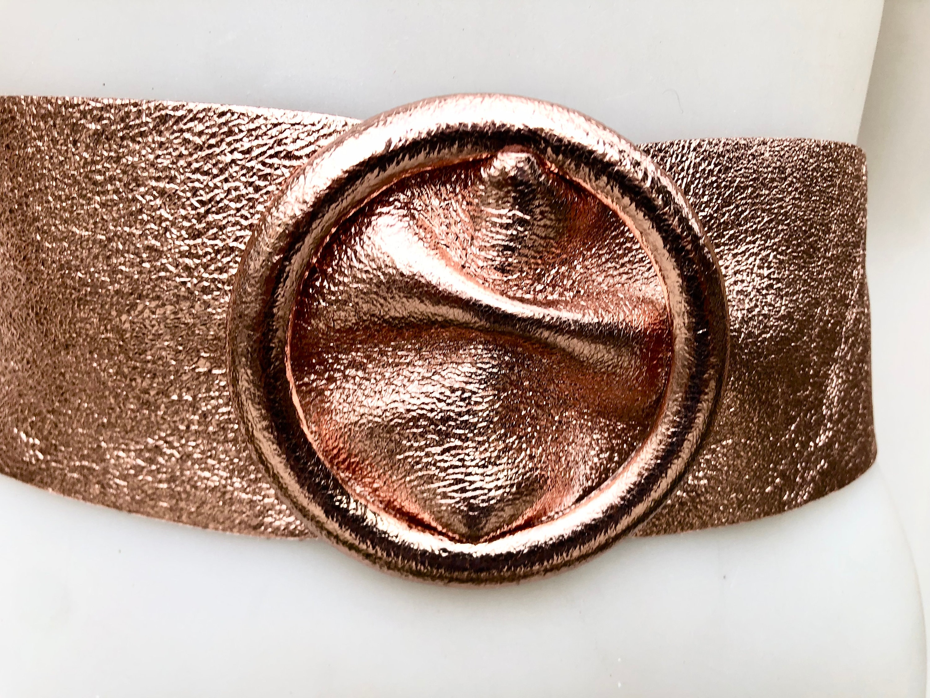 Pink GOLD Metallic Leather Waist Belt With Large Round  display picture 3