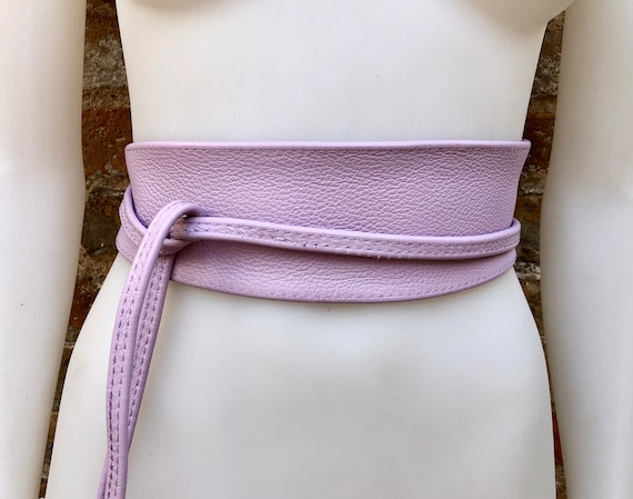 Light Purple Obi Belt in Soft Leather. Wrap Belt in Mauve  display picture 3