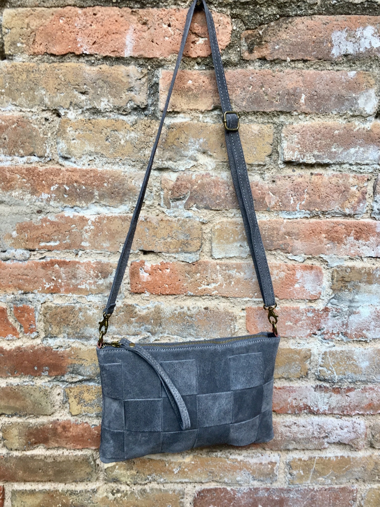 Suede leather bag in DARK GRAY Cross body bag shoulder bag Etsy