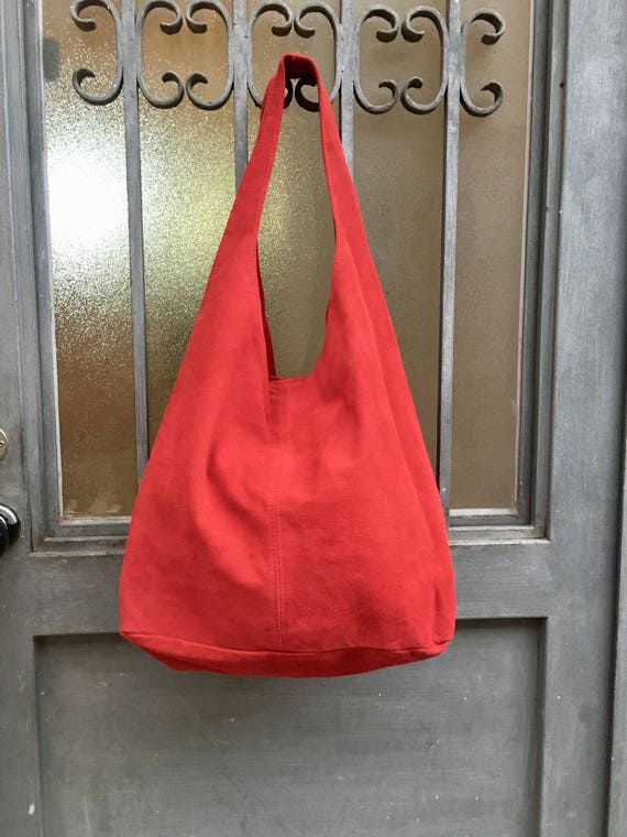 grey suede slouch bag