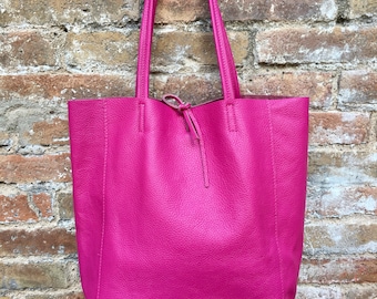 Women's Glove Large Tote Bag in Fluo Pink