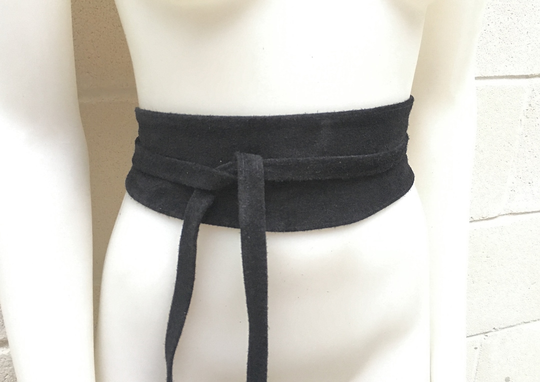 Obi Belt in Suede.wrap Belt in BLACK. Genuine Leather Wraparound Belt ...