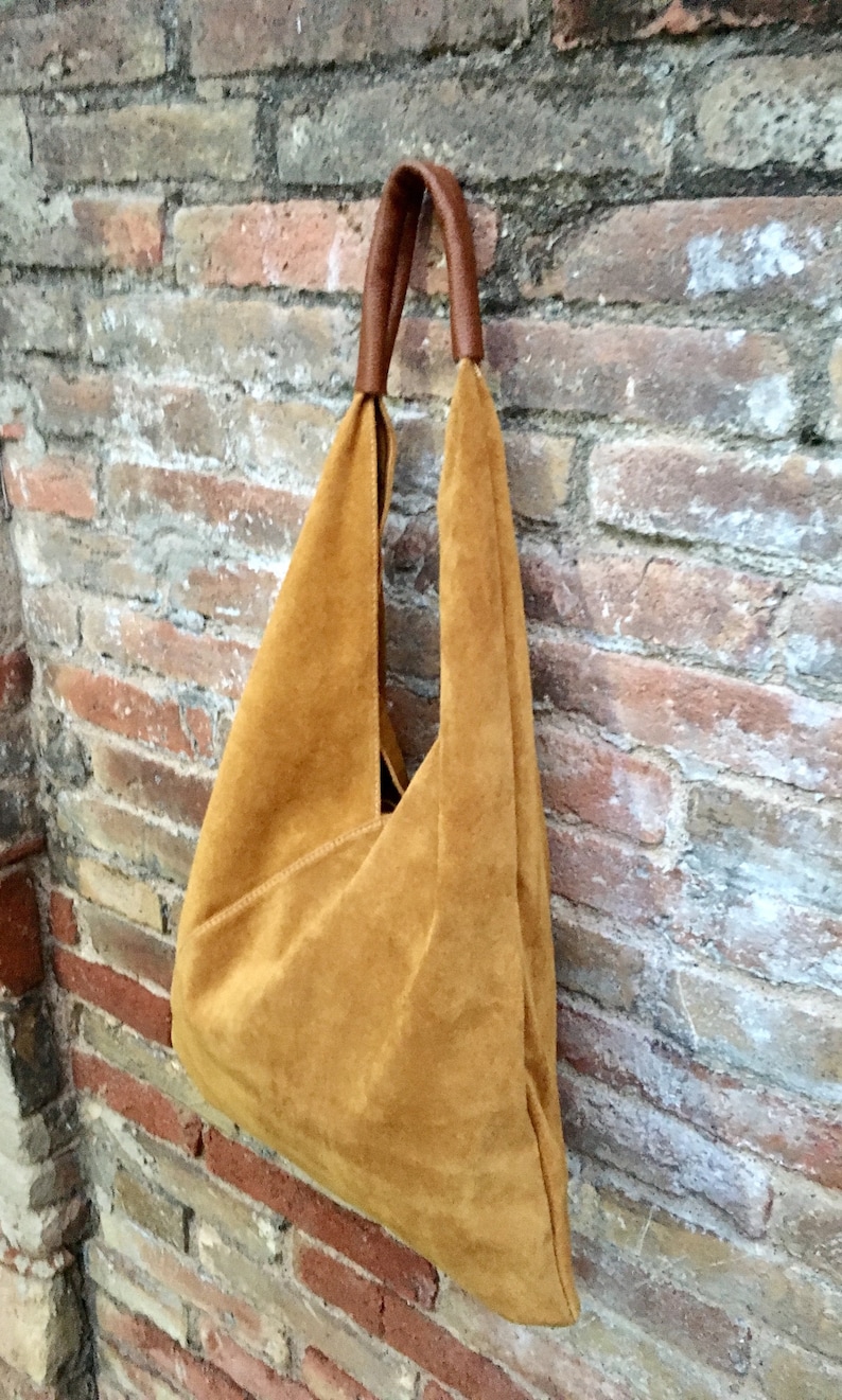 Slouch Leather Bag in MUSTARD Yellow. Large Shoulder Leather Etsy