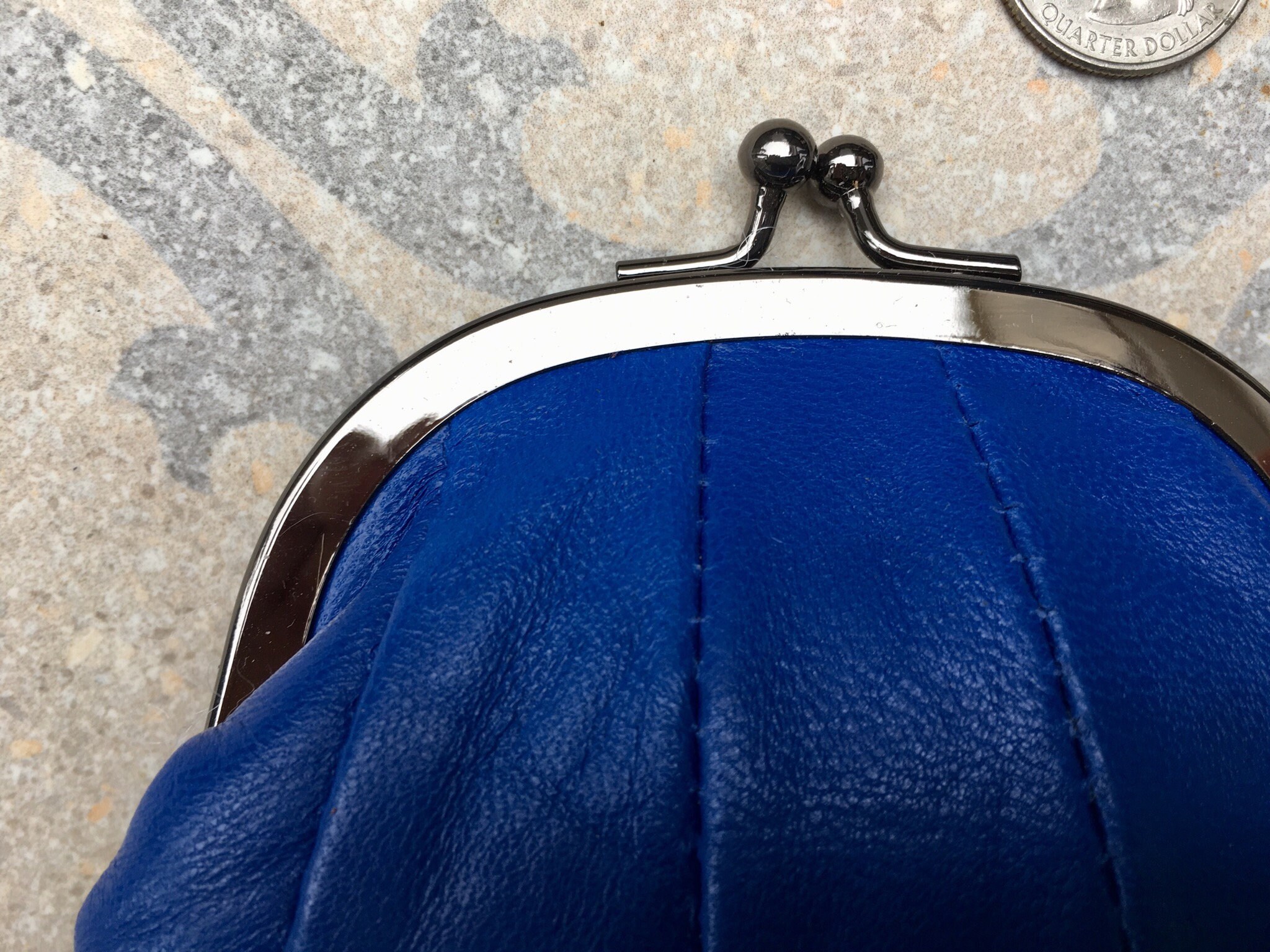 Small coin purse. Genuine leather purse in COBALT BLUE. Retro Etsy