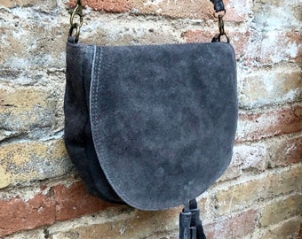 grey suede crossbody bag
